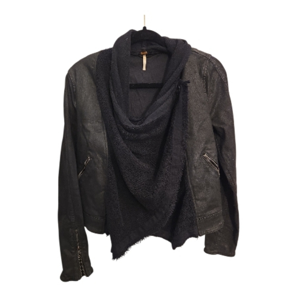 Free People Black Jean Jacket Sz 4